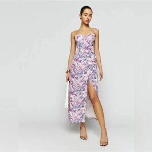 Reformation - Kourtney Purple Floral Midi Dress